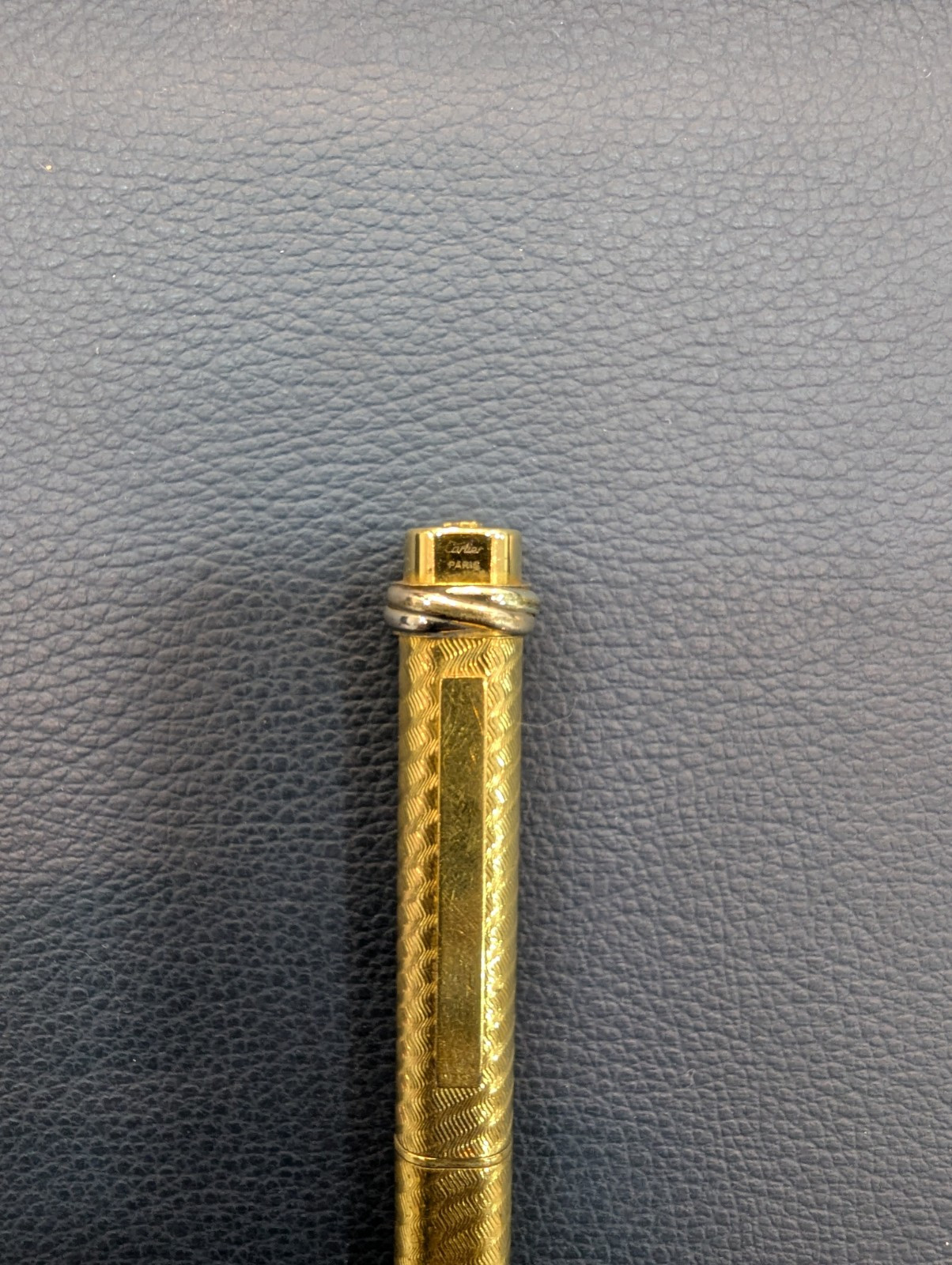 Vintage Cartier Ballpoint Pen Vendome Trinity 18K Gold Finish Textured