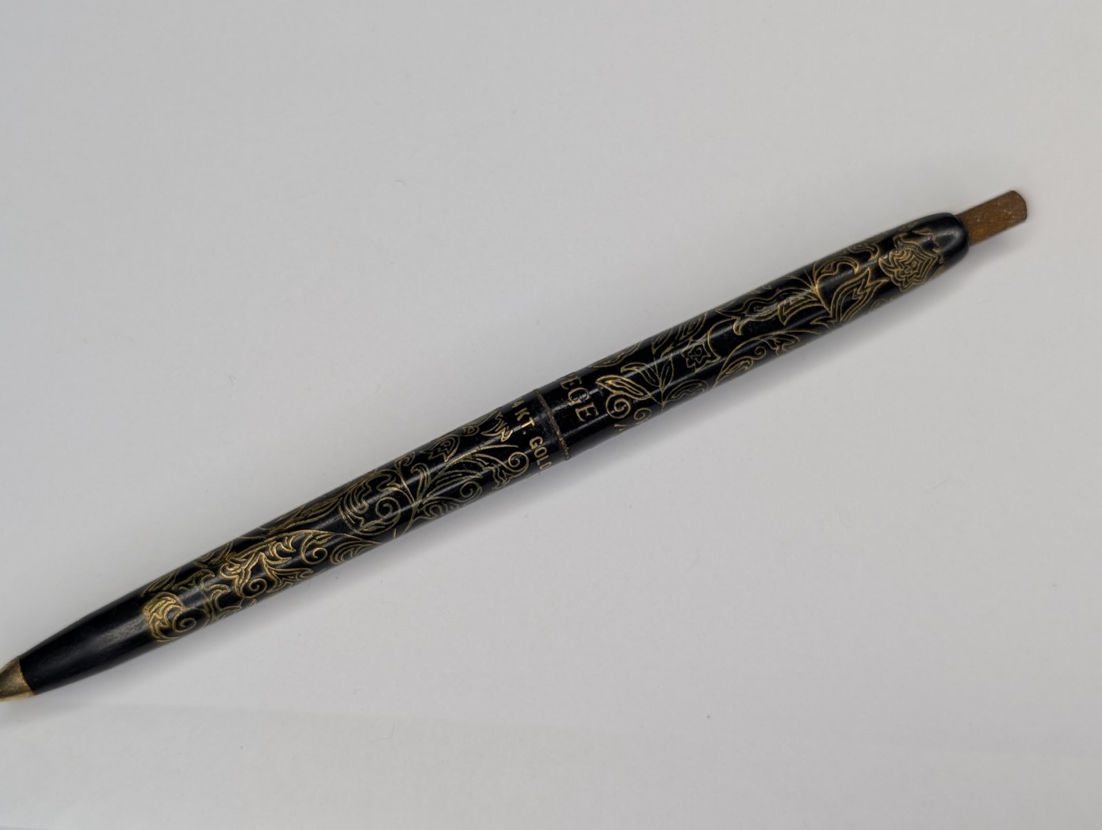 Vtg 14 KT Gold Stencil Arpege d’elva Ballpoint Pen Novelty G24