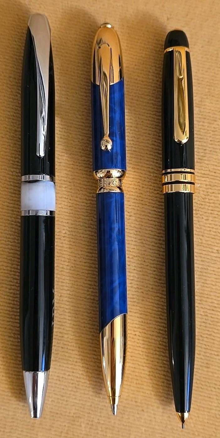 13 Black Green Acrylic Celluloid Steel Attaché Ballpoint Pens Blue LACHIEVA?