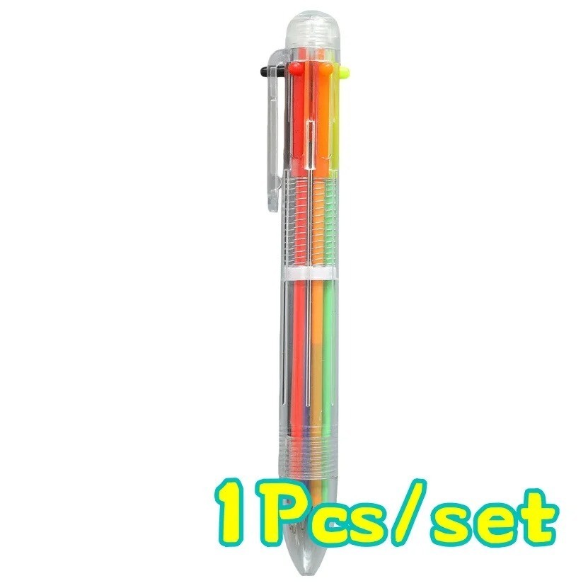 1pc MultiColor 6 in 1 Color Ballpoint Pen Ball Point Pens Kids School Office