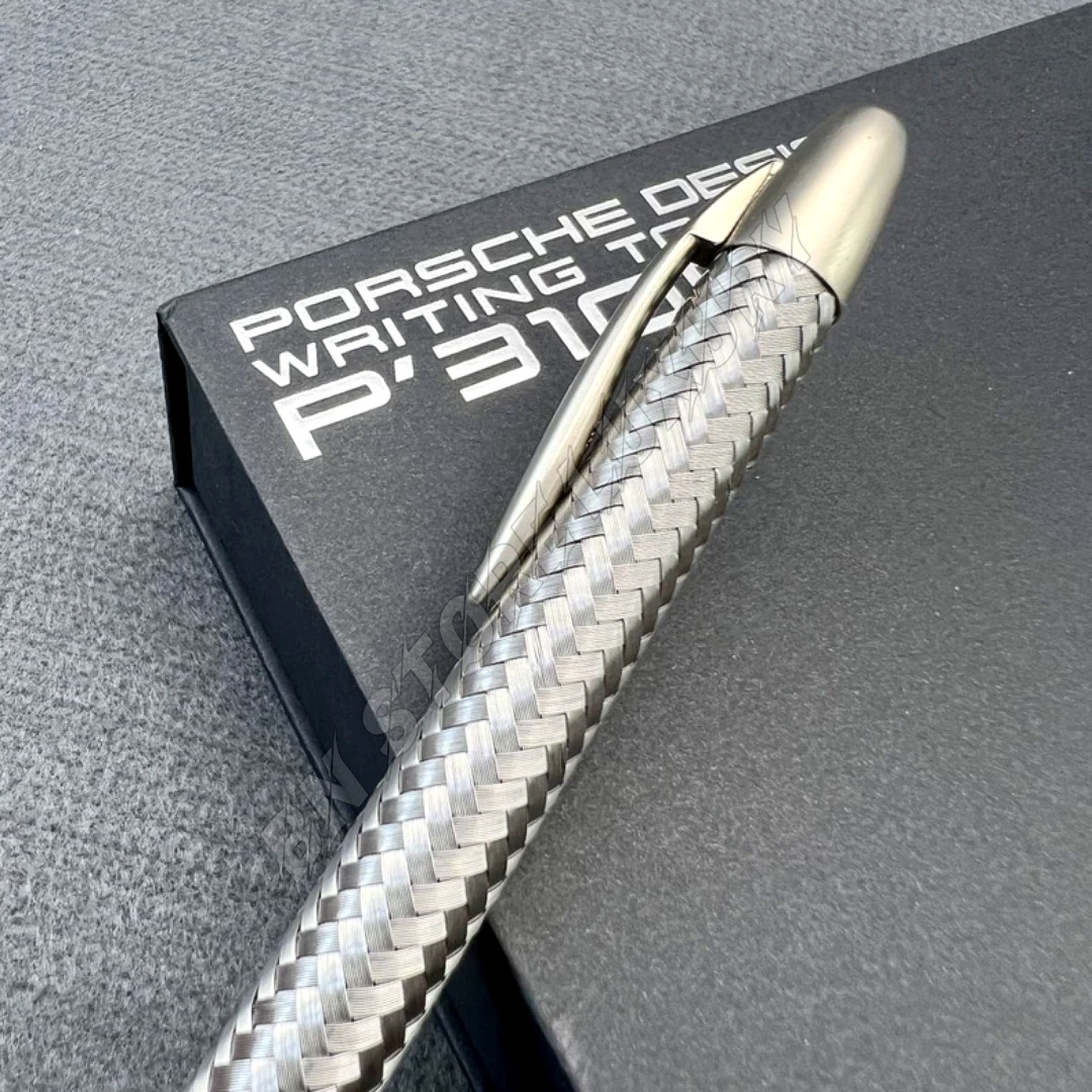 Porsche Design P’3100 TecFlex Ballpoint Pen Silver Braided Weave w/ Box