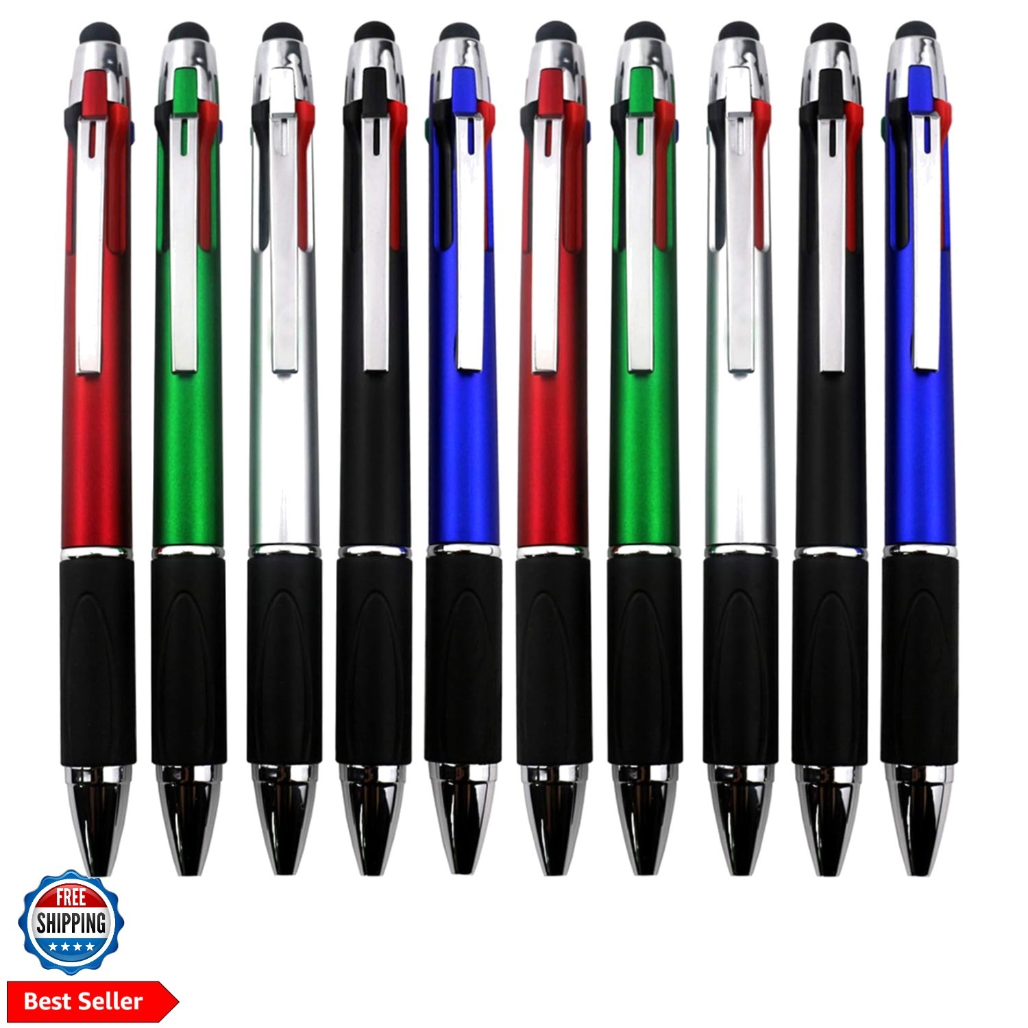 4-Color Ballpoint Pen Multi Colored Pens in One Stylus Pens for Touch Screens…