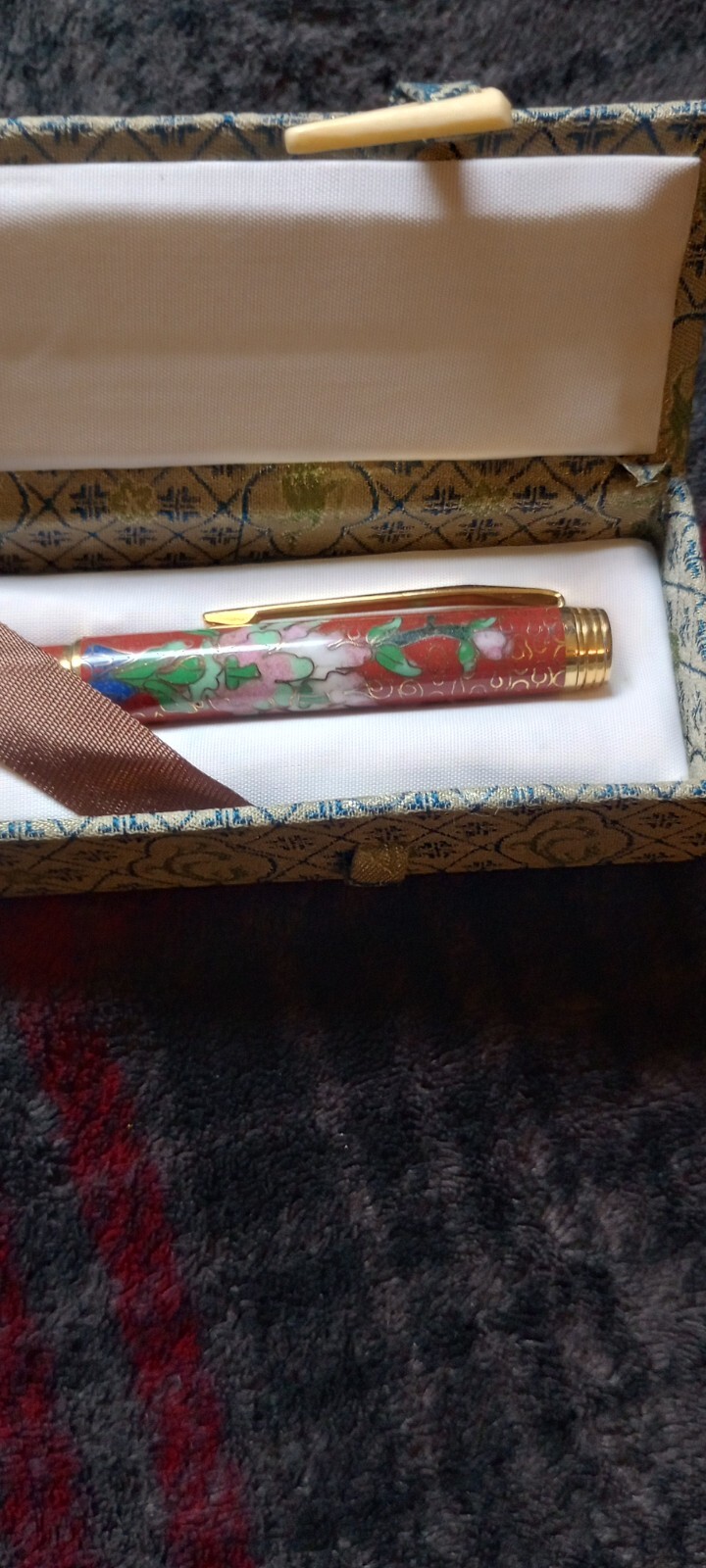 Vintage Ballpoint Writing Pen-In Cloth & Wood Box-Rare!