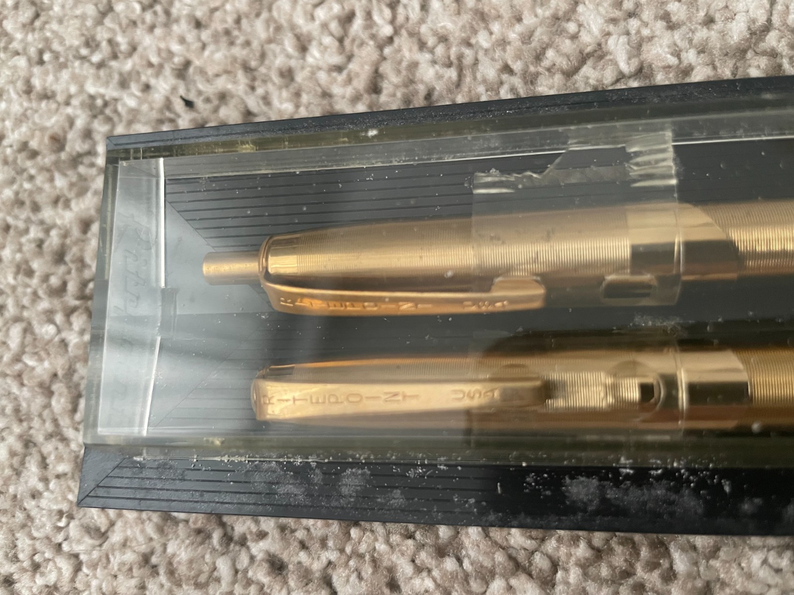 Vintage Ritepoint Gold Ballpoint Pen Pencil Set w/Plastic Case & «Showcase» Pckg