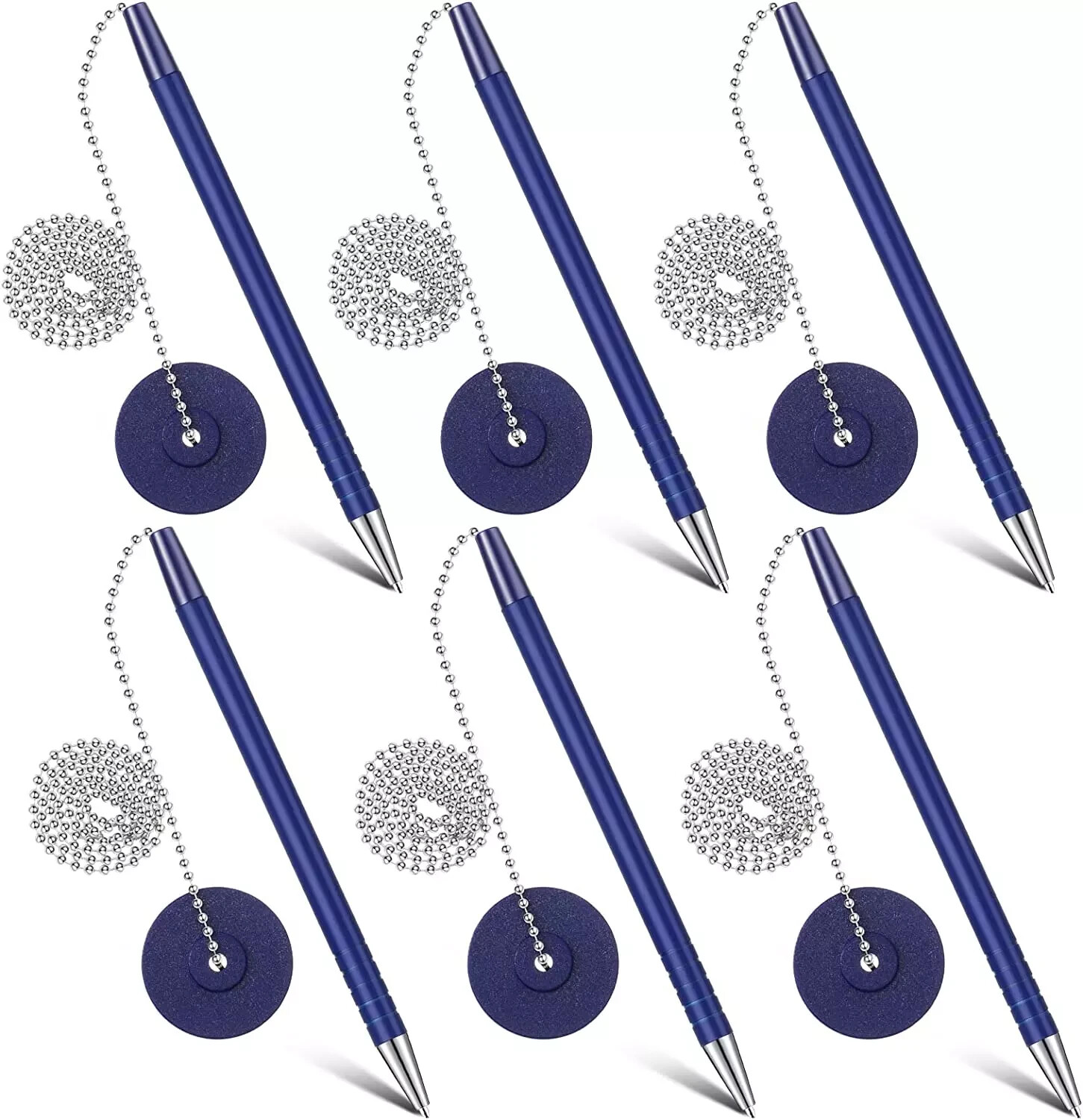 6 Pcs Secure Pen with Adhesive Pen Chain and Security Pen Holder for Home Office