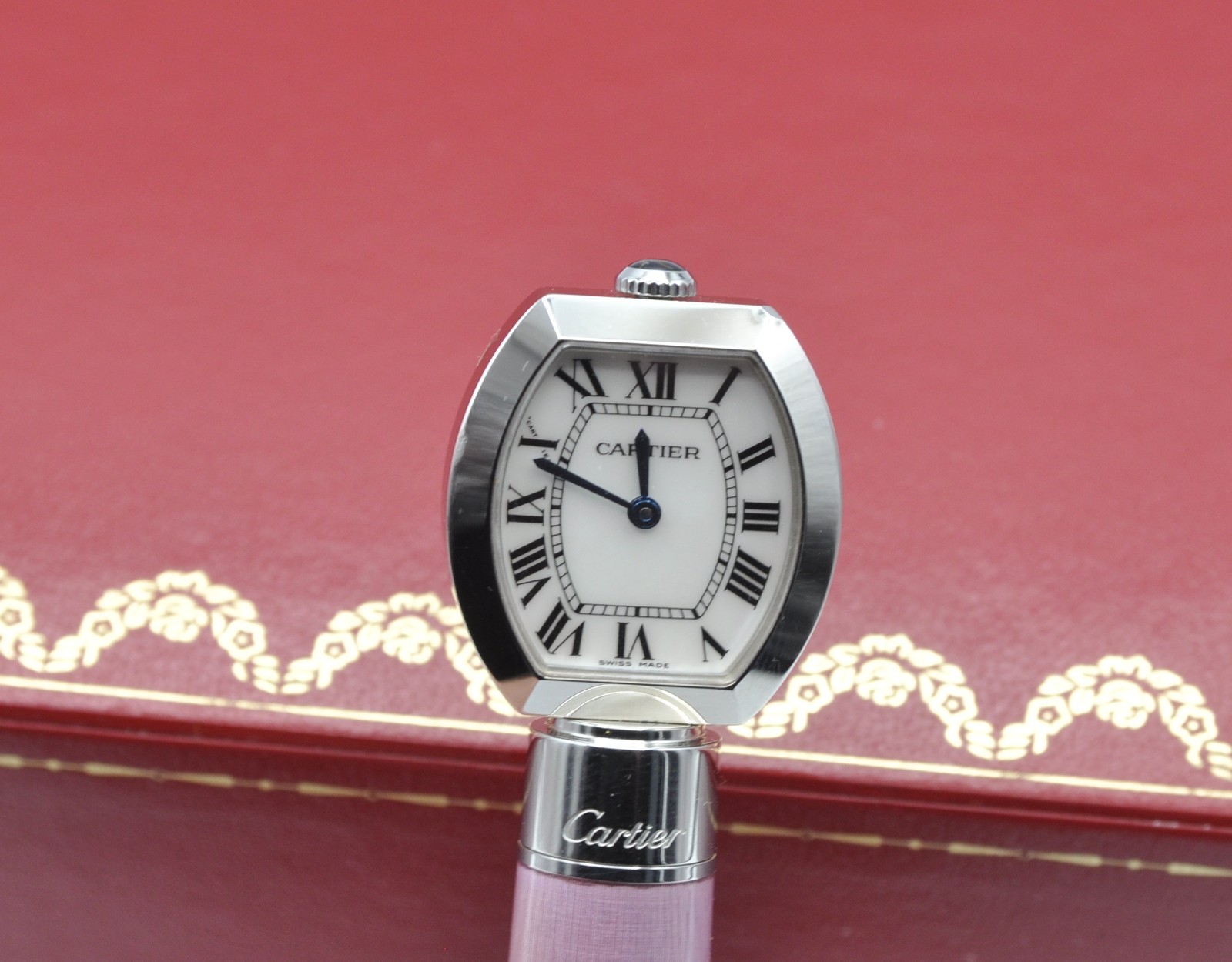 Cartier ST190010 L.E. pink enamel BP with built-in watch exc++++ in box