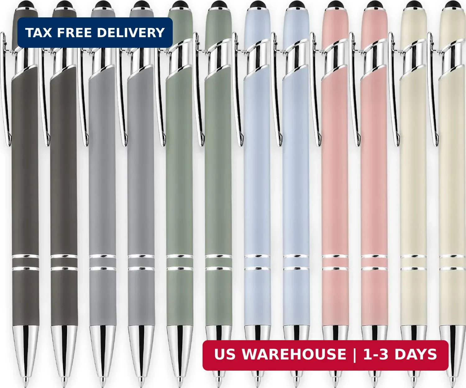 12 Pack Nice Black Pens Ballpoint Pens Stylus Pen for Touchscreen | 1.0mm Smooth