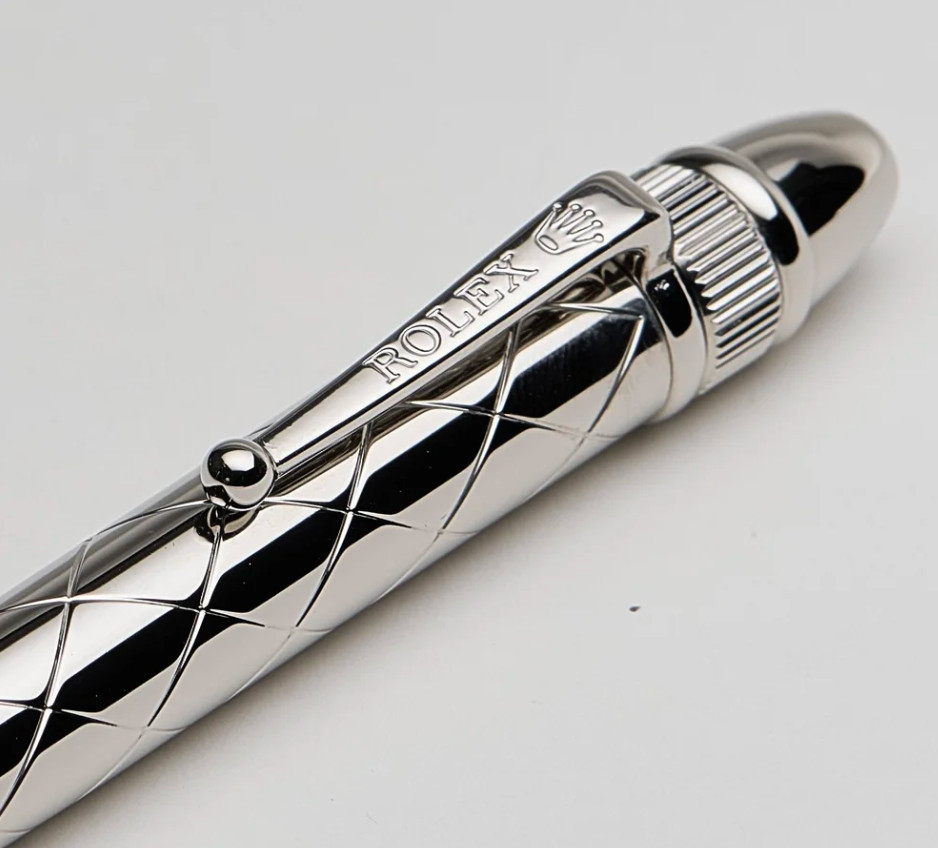 Rolex Silver Diamond Style Palladium Finish Ballpoint Pen – New in Box