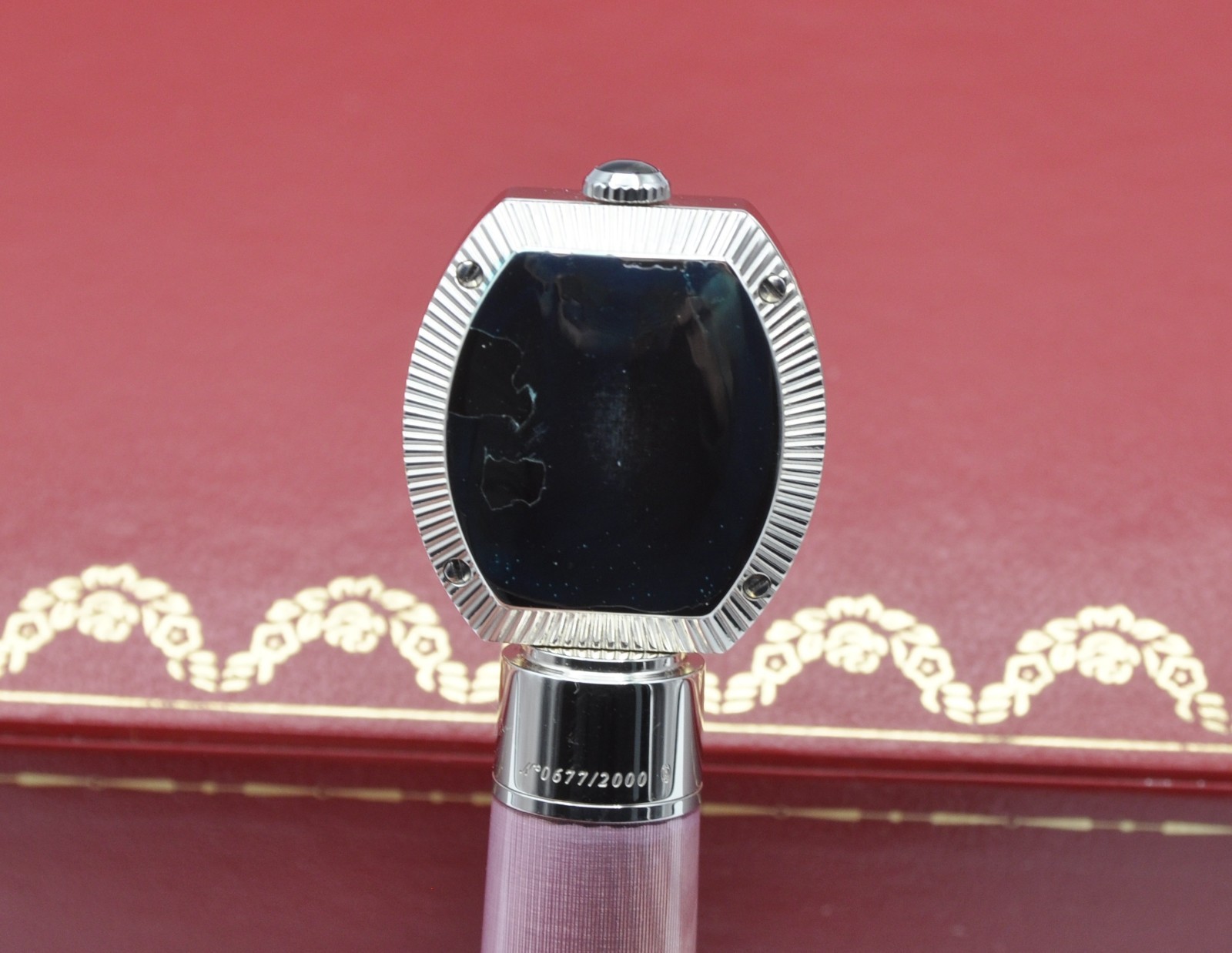 Cartier ST190010 L.E. pink enamel BP with built-in watch exc++++ in box