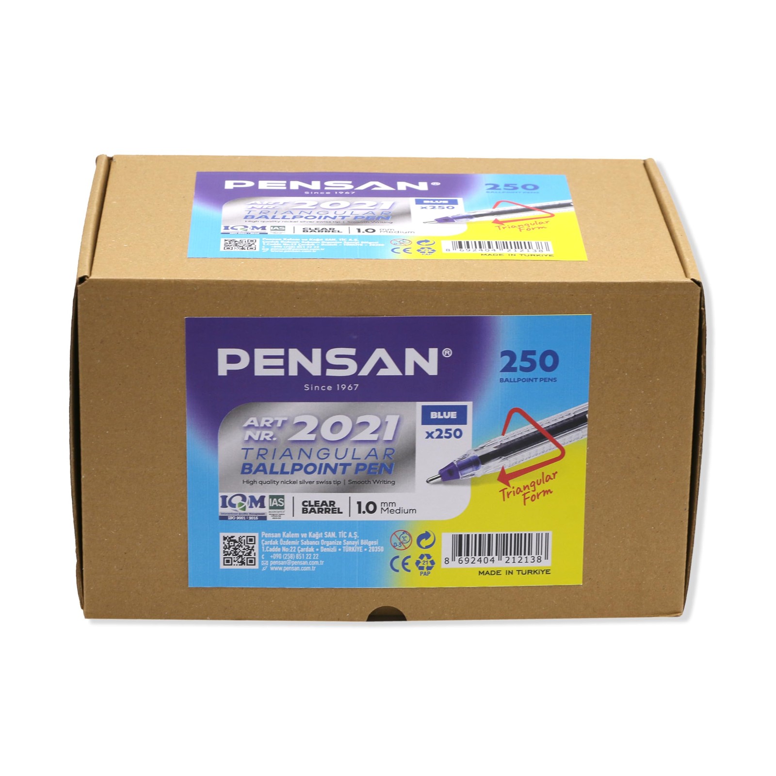 Pensan Blue Ballpoint Pens1.0 Mm Medium Point Blue Pens Ergonomic Triangle Grip