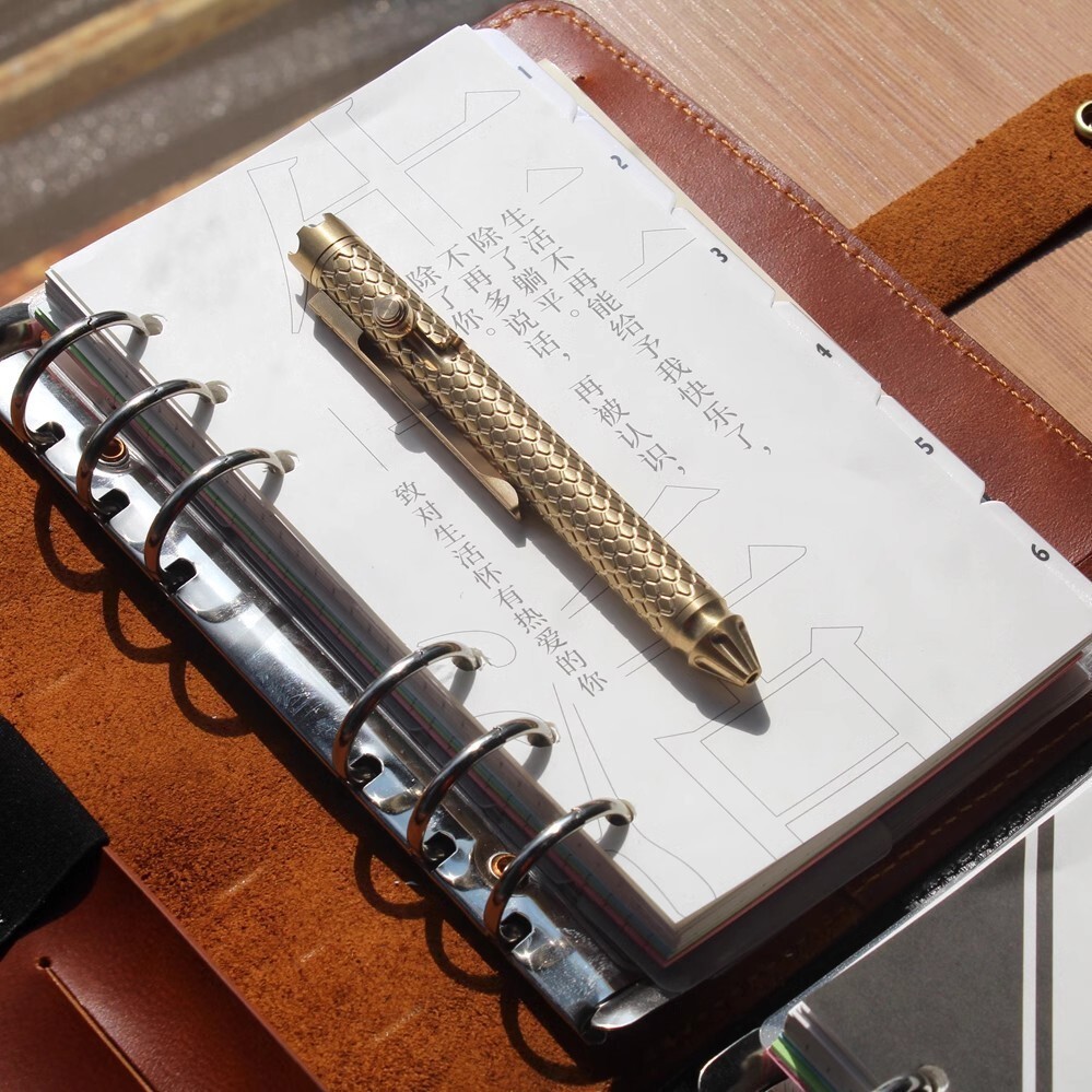 EDC Brass Bolt Action Ballpoint Pen Signature Writing Pen with Fidget Spinner