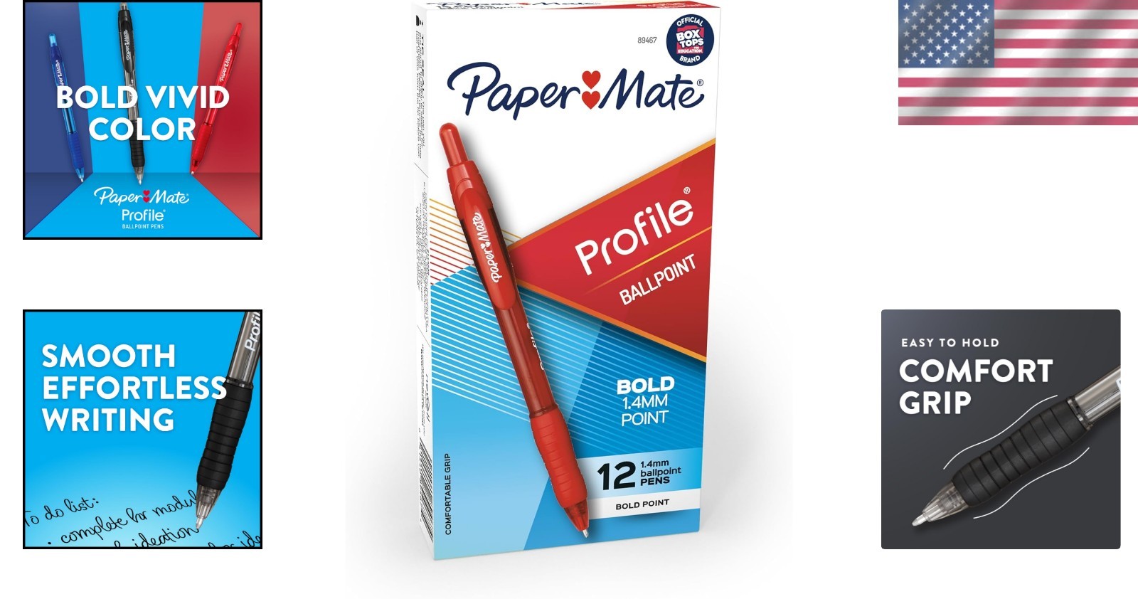 Profile Retractable Ballpoint Pens, 1.4mm, 12 Count – Vibrant Red for All Ages