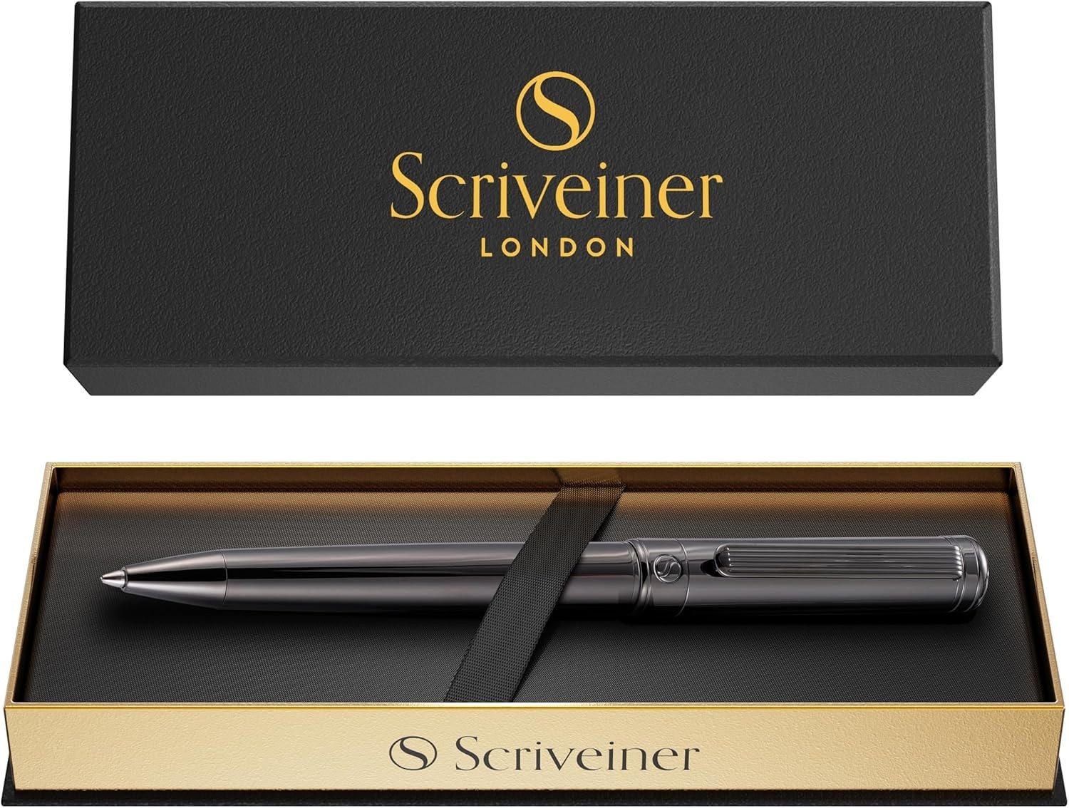 Fancy Designer Gun-Metal Ballpoint Pen with Gift Box