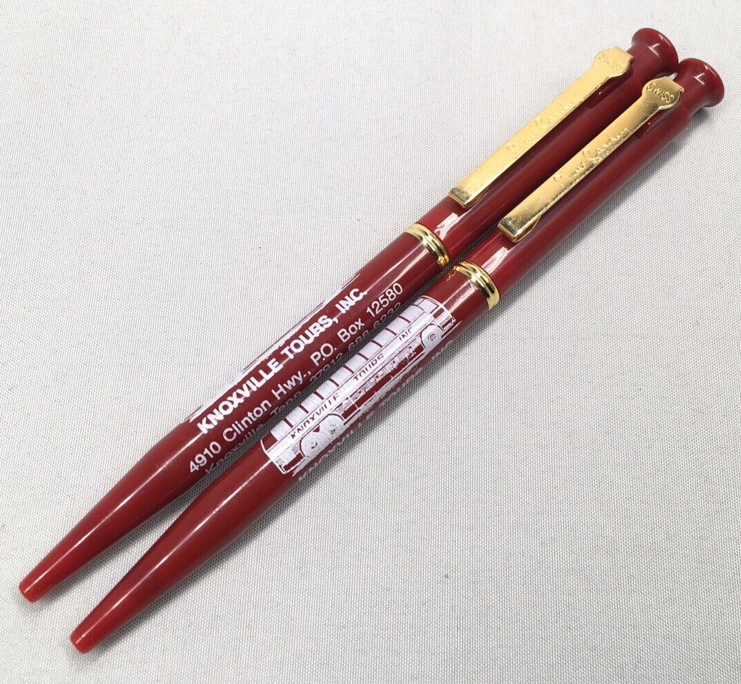 Lot of 2 Pierre Cardin Maroon Advertising Click Pens Knoxville Tours TN Dried