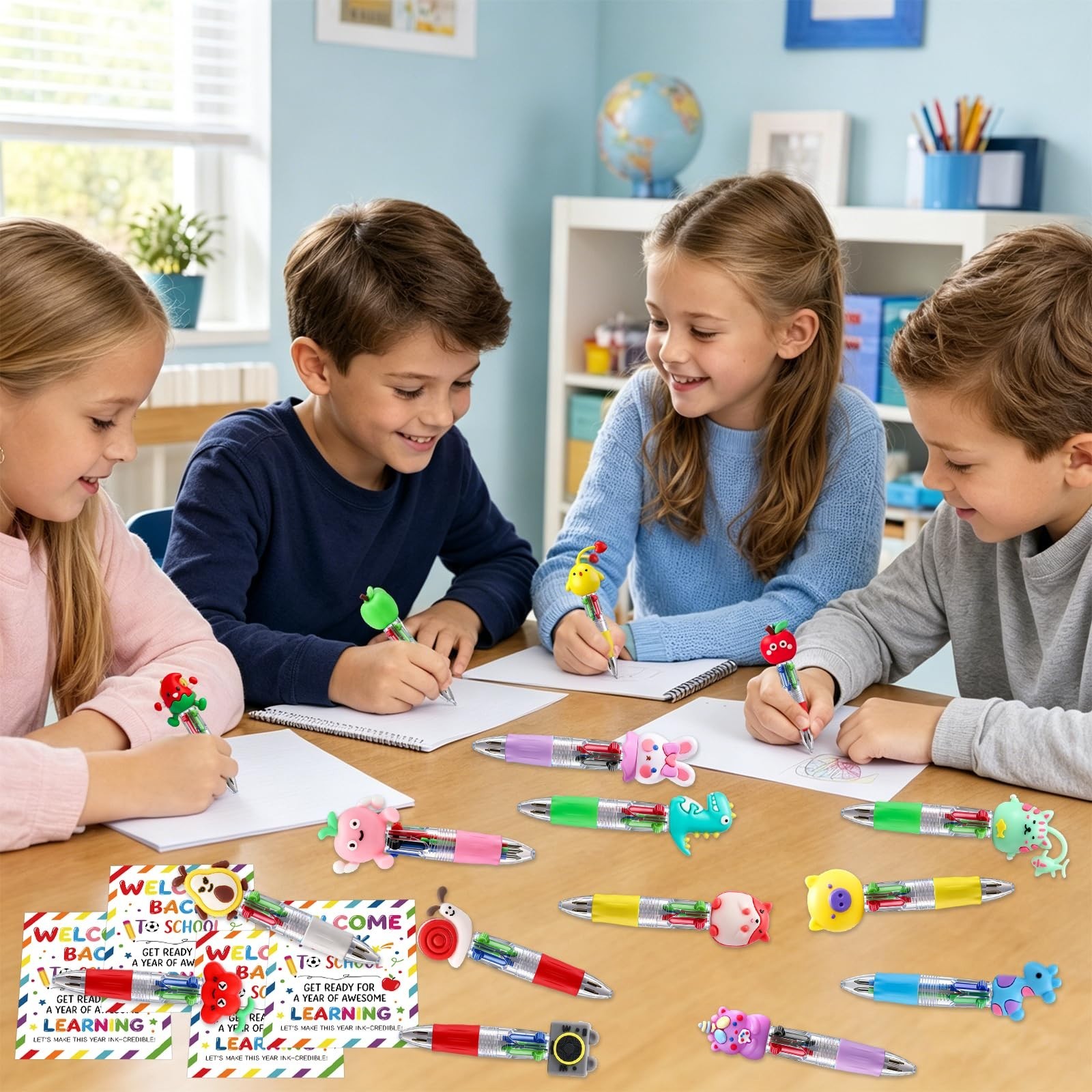 30 Pack 4-in-1 Multicolor Cute Pens for School, Office & Gifts – Retractable Fun