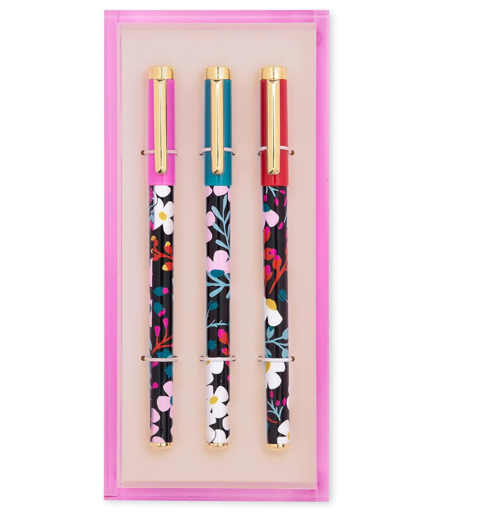 Kate Spade New York Fall Floral Fine Tip Pen Set With Acrylic Tray